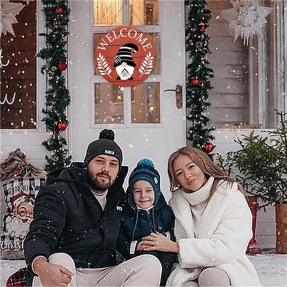 Interchangeable Welcome Sign, 12in DIY Wooden Wall Hanging Sign - Picture 6 of 8